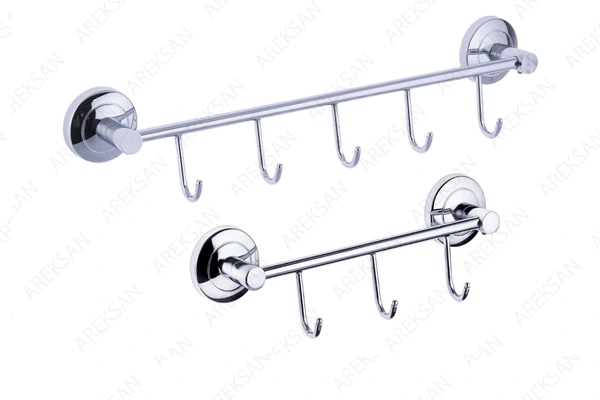 Yuvarlak rozetli otel tipi duvara monte askılık – üçlü, dörtlü, beşli