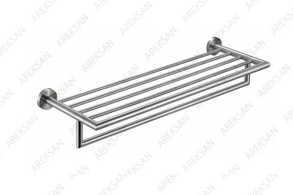 Askılı destekli raf havluluk, paslanmaz çelikten üretilmiş duvar tipi otel aksesuarı