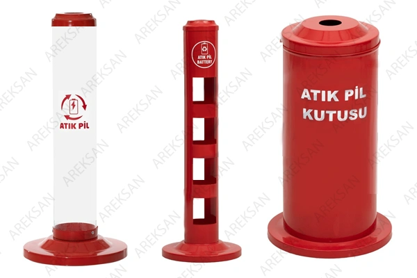 Atık pil kutusu, çevre dostu pil toplama sistemi.