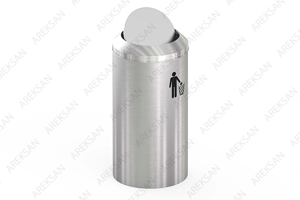 Pratik kapaklı paslanmaz çelik çöp kovası, modern ve kullanışlı tasarım.